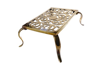 Lot 450 - A VICTORIAN BRASS HEARTH TABLE