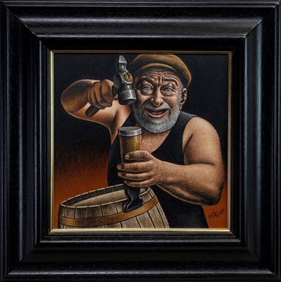 Lot 649 - THE LAUGHING COOPER, AN OIL BY GRAHAM MCKEAN
