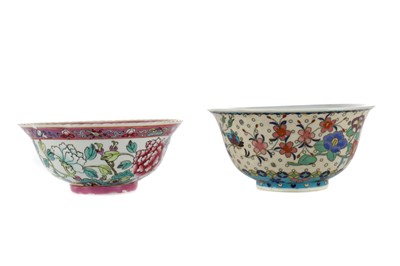 Lot 862 - A 19TH CENTURY CHINESE POLYCHROME BOWL AND ANOTHER BOWL