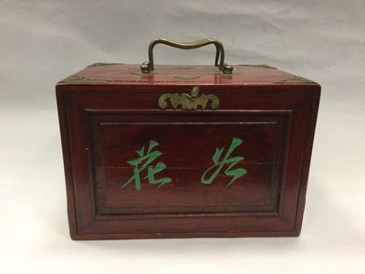 Lot 863 - AN EARLY 20TH CENTURY CHINESE MAHJONG SET IN BRASS MOUNTED WOOD BOX