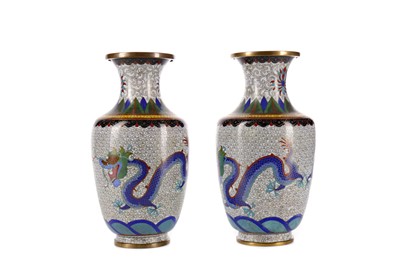 Lot 867 - A PAIR OF 20TH CENTURY CHINESE CLOISONNE VASES