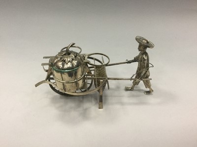 Lot 872 - A LOT OF THREE CHINESE WHITE METAL CRUET STANDS