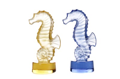 Lot 1104 - A GROUP OF TWO LALIQUE SEAHORSE PAPERWEIGHTS