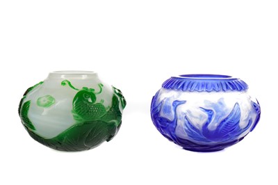 Lot 934 - A LOT OF TWO CHINESE CAMEO GLASS VASES