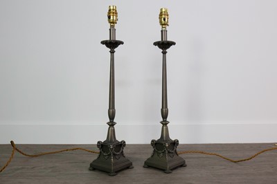 Lot 226 - A PAIR OF CAST METAL TABLE LAMPS