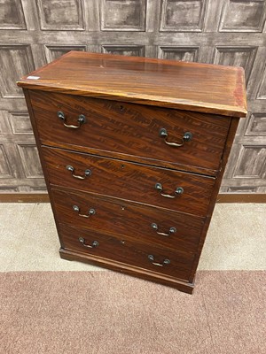 Lot 208 - A STAINED WOOD CHEST OF DRAWERS