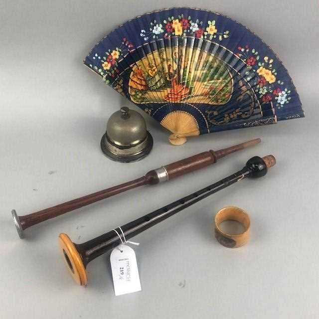 Lot 219 - A CLOCKWORK FROG, CHANTER FLUTE AND OTHER ITEMS