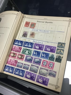 Lot 225 - A LOT OF THREE STAMP ALBUMS AND A CIGARETTE CARD ALBUM