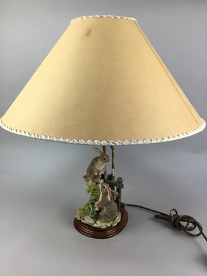 Lot 151 - A RESIN RABBIT TABLE LAMP AND OTHER CERAMICS