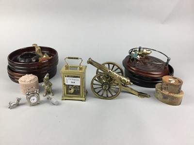 Lot 164 - A BRASS CARRIAGE CLOCK ALONG WITH OTHER BRASS ITEMS