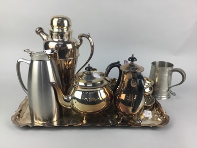 Lot 154 - A PLATED TEA SERVICE AND A COCKTAIL SHAKER