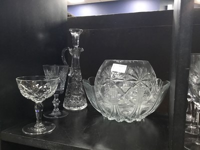 Lot 155 - A GROUP OF GLASS DECANTERS AND DRINKING GLASSES