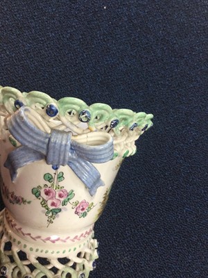 Lot 384 - AN EARLY 19TH CENTURY FRENCH FAIENCE BASKET