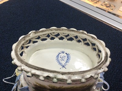 Lot 384 - AN EARLY 19TH CENTURY FRENCH FAIENCE BASKET