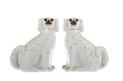 Lot 310 - A PAIR OF MID-19TH CENTURY STAFFORDSHIRE WALLY DOGS