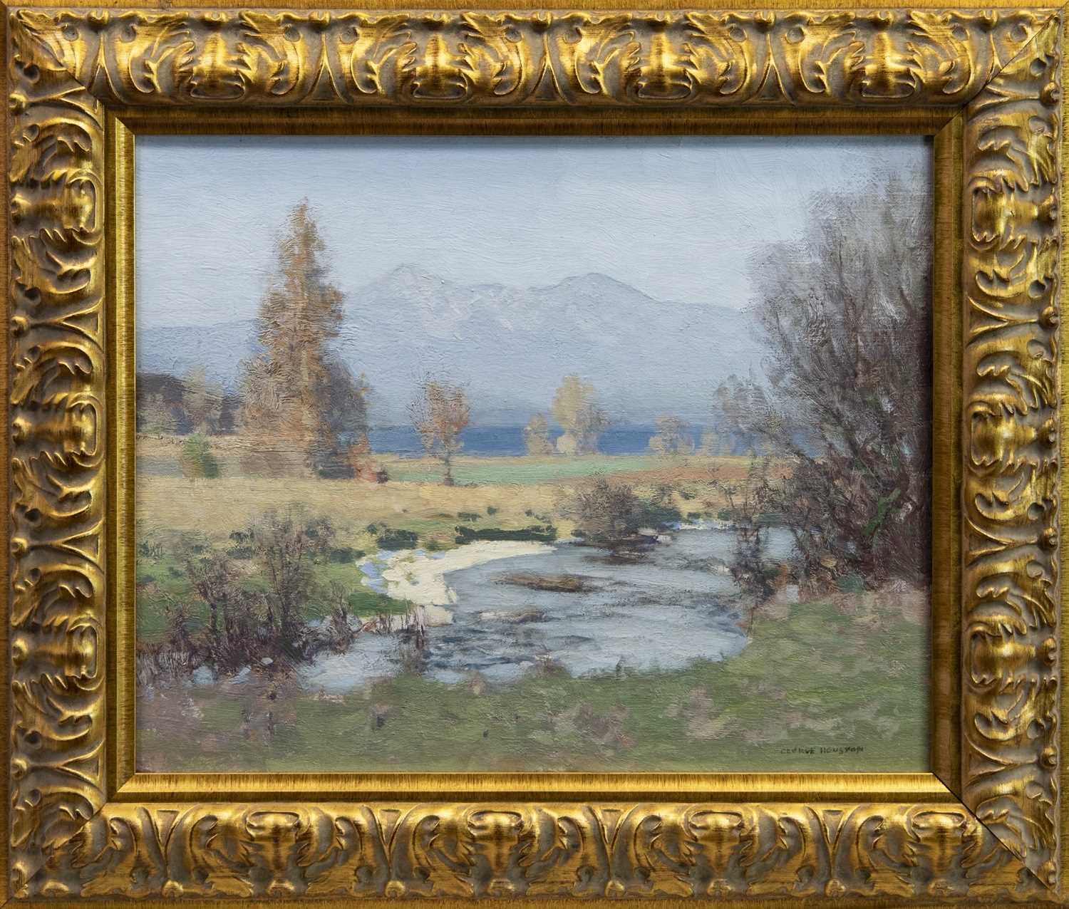 Lot 40 - DALMALLY BURN WITH BEN CRUACHAN IN THE DISTANCE, AN OIL BY GEORGE HOUSTON