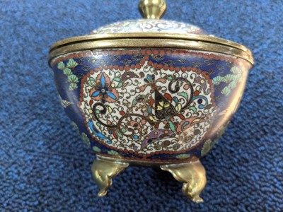 Lot 97 - AN EARLY 20TH CENTURY CHINESE CLOISONNÉ TEAPOT AND COVER, ALONG WITH AN INCENSE BURNER