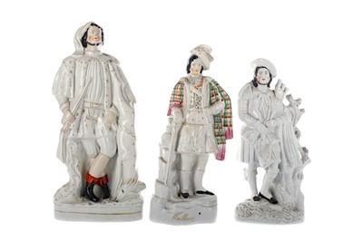 Lot 406 - A COLLECTION OF THREE MID-19TH CENTURY STAFFORDSHIRE FLATBACK FIGURES