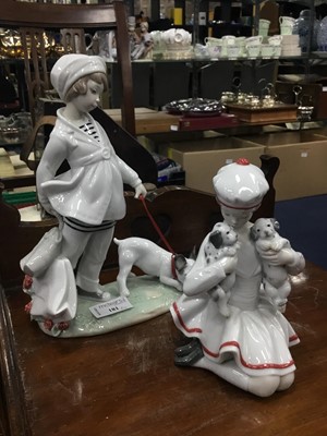 Lot 181 - A LLADRO FIGURE OF A GIRL AND A DOG AND OTHER FIGURES