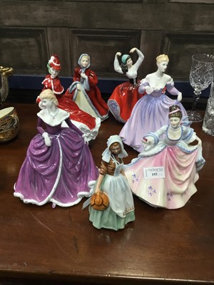 Lot 193 - A ROYAL DOULTON FIGURE OF 'CHRISTMAS DAY' AND SIX OTHER ROYAL DOULTON FIGURES