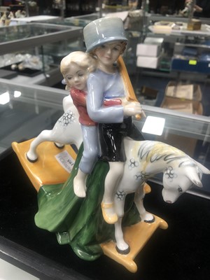 Lot 195 - A ROYAL DOULTON FIGURE OF 'HOLD TIGHT' AND OTHER FIGURES