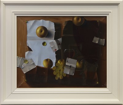 Lot 670 - ACE STILL LIFE, AN OIL BY MIKE WOODS