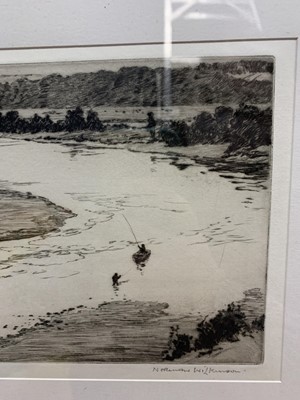 Lot 156 - THE INTAKE POOL, RIVER SPEY, AN ETCHING BY NORMAN WILKINSON