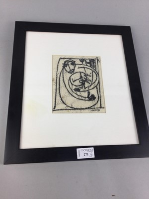 Lot 271 - A MONO PRINT ON FABRIC AND TWO OTHER SIMILAR WORKS