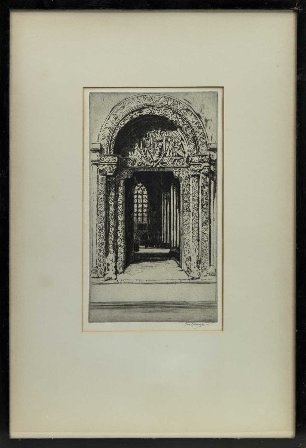Lot 164 - ORNATE DOORS, AN ETCHING BY TOM MAXWELL
