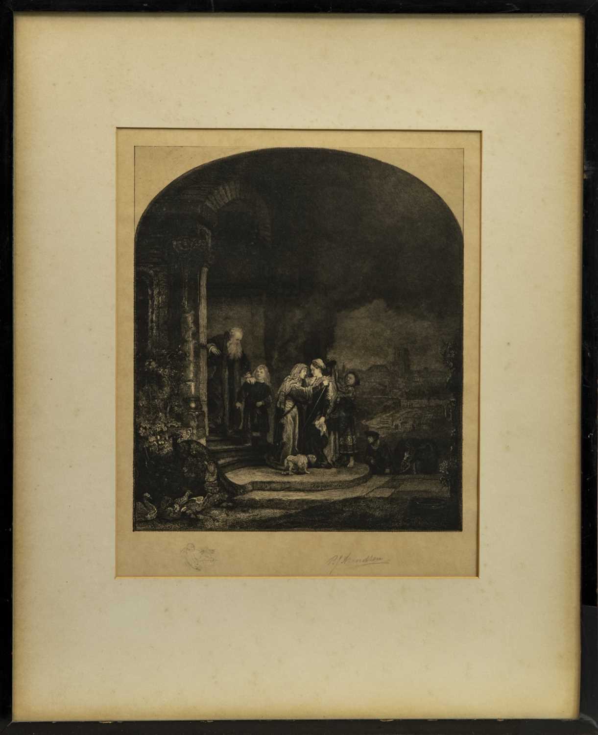 Lot 166 - SALVATION OF THE VIRGIN, AN ETCHING AFTER REMBRANDT