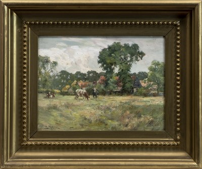 Lot 159 - CATTLE, AN OIL BY JAMES MILLER