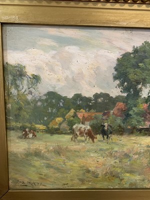 Lot 159 - CATTLE, AN OIL BY JAMES MILLER