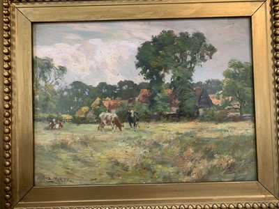 Lot 159 - CATTLE, AN OIL BY JAMES MILLER