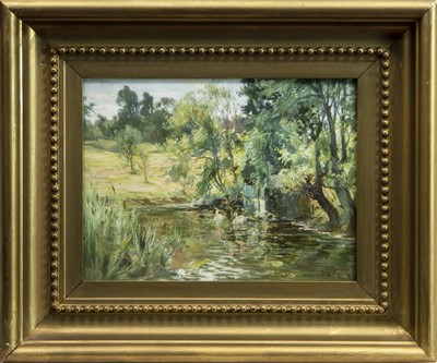 Lot 160 - SWAN POOL, AN OIL BY JAMES MILLER