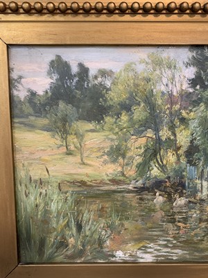 Lot 160 - SWAN POOL, AN OIL BY JAMES MILLER