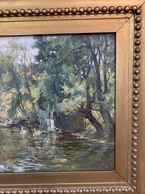 Lot 160 - SWAN POOL, AN OIL BY JAMES MILLER