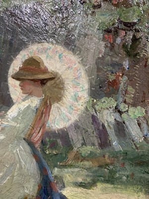 Lot 168 - BATHERS ON THE SHORE, AN OIL BY WILLIAM HANNA CLARKE