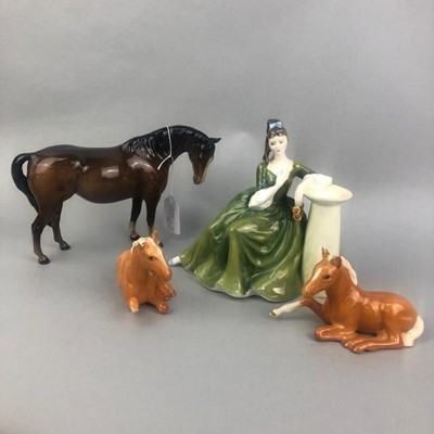 Lot 319 - A LOT OF SEVEN BESWICK HORSES ALONG WITH A DOULTON CANDLESTICK