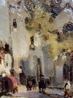 Lot 177 - THE MARKET-PLACE, PITTENWEEM, AN OIL BY ARTHUR MACDONALD