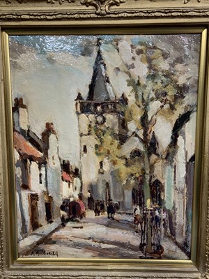 Lot 177 - THE MARKET-PLACE, PITTENWEEM, AN OIL BY ARTHUR MACDONALD