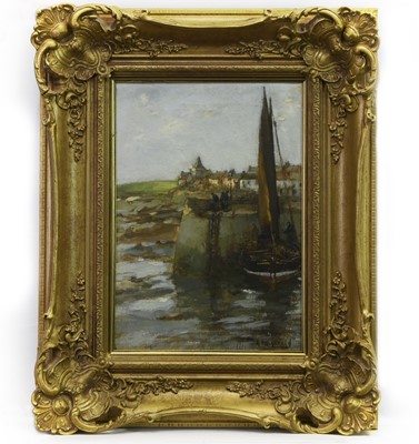 Lot 178 - EAST NEUK HARBOUR, AN OIL BY ARTHUR MACDONALD