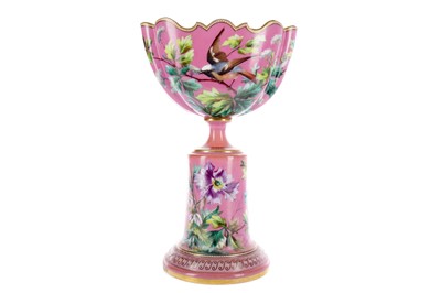 Lot 283 - A LATE VICTORIAN PINK GLASS CENTREPIECE