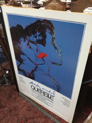 Lot 311 - AN ANDY WARHOL 'QUERELLE' REPRODUCTION FILM POSTER