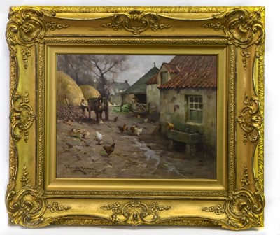 Lot 179 - A FARMSTEAD, AN OIL BY ROBERT MACNEE