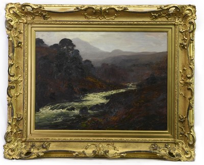 Lot 181 - WOODED RIVER LANDSCAPE, AN OIL ATTRIBUTED TO ARCHIBALD KAY