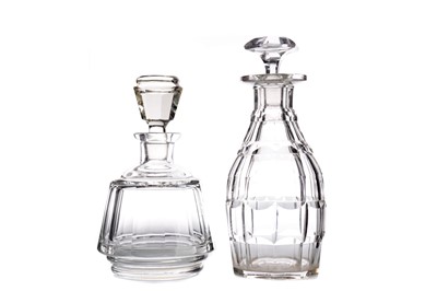 Lot 263 - THREE 19TH CENTURY CUT GLASS DECANTERS, ALONG WITH A VASE