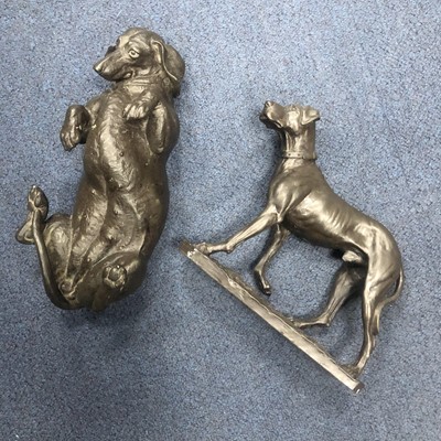 Lot 307 - A LOT OF TWO BRONZED RESIN FIGURES OF DOGS