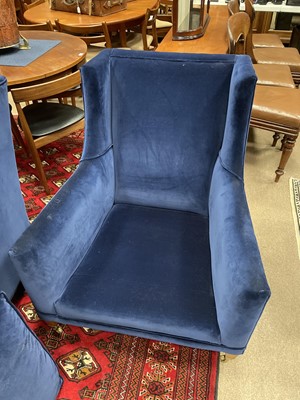 Lot 1396 - A BLUE TWO SEAT SETTEE AND ARMCHAIR