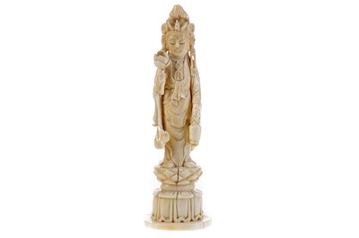 Lot 64 - A LATE 19TH CENTURY CHINESE IVORY FIGURE OF GUANYIN