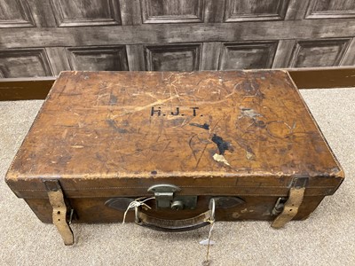 Lot 1377 - A LATE 19TH CENTURY GENTLEMAN'S LEATHER TRAVEL CASE AND ANOTHER